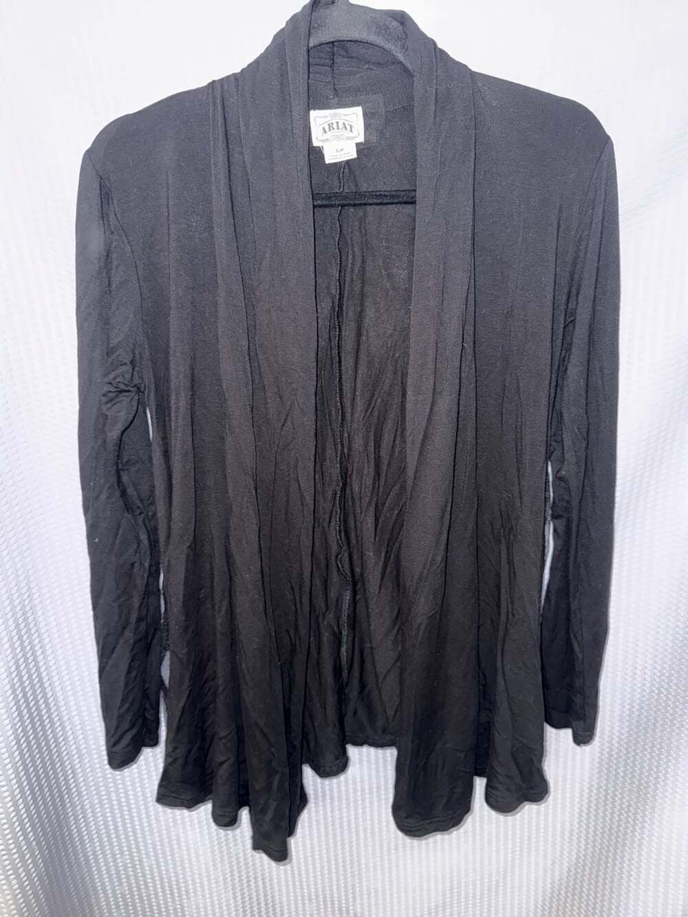 Ariat Women's Black Open Front Cardigan with Zebra Pattern Back Detail Size S/P